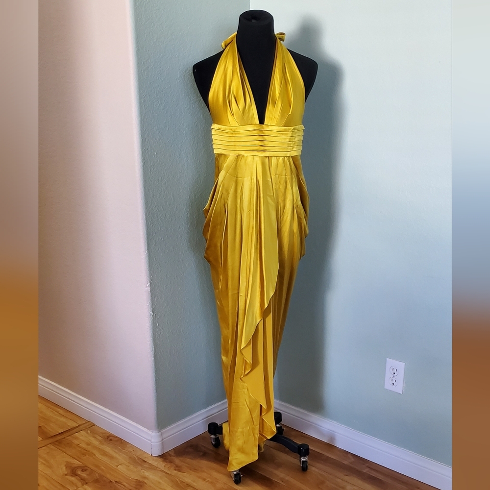 Catherine Malandrino gold formal dress sz 12 NWT